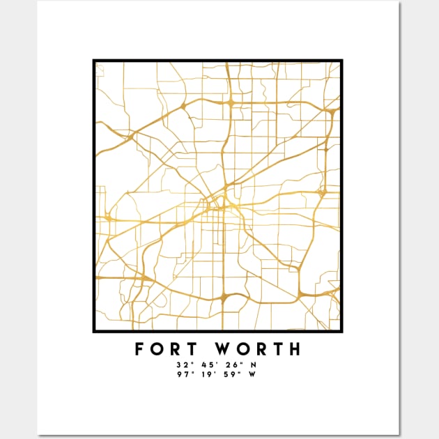 FORT WORTH CITY STREET MAP ART Wall Art by deificusArt